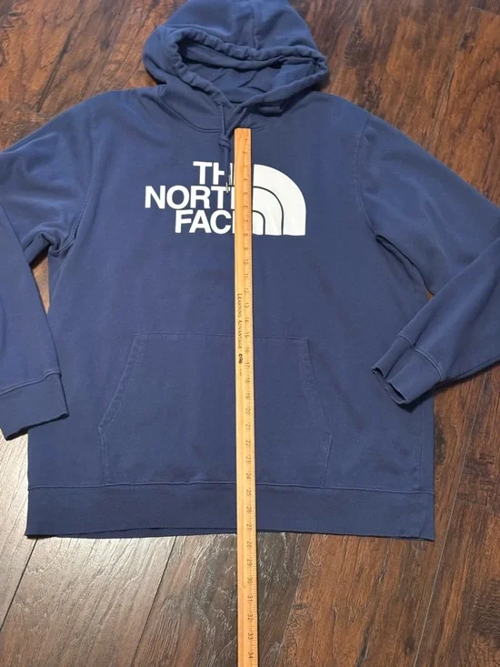 The North Face Hoodie Mens XXL Navy Sweatshirt Long Sleeve Hooded Big Logo - Picture 3 of 10
